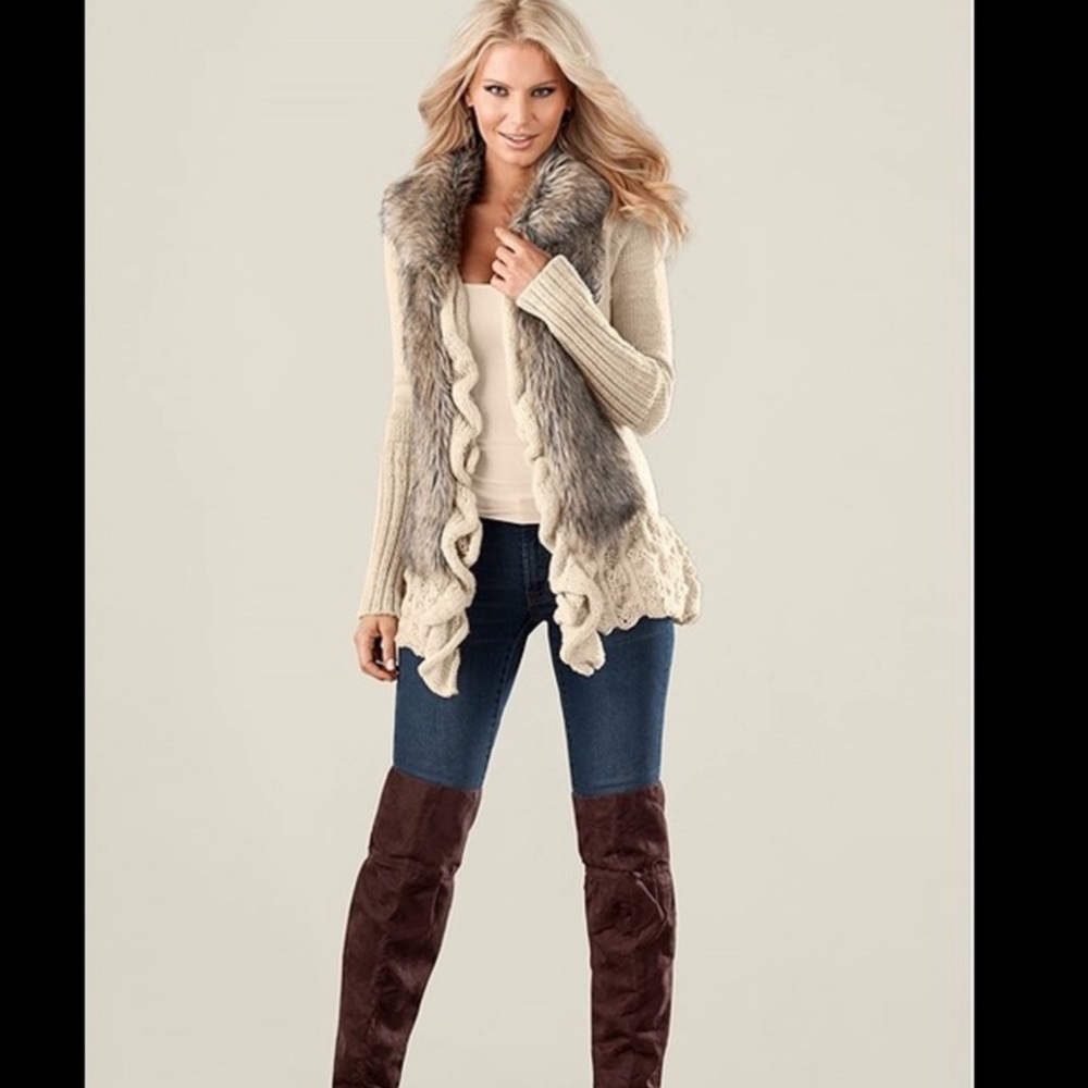 Venus Faux Fur Ruffle Sweater